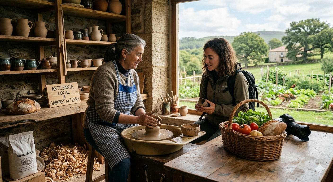 Artesano gallego elaborando productos tradicionales dentro del turismo sostenible