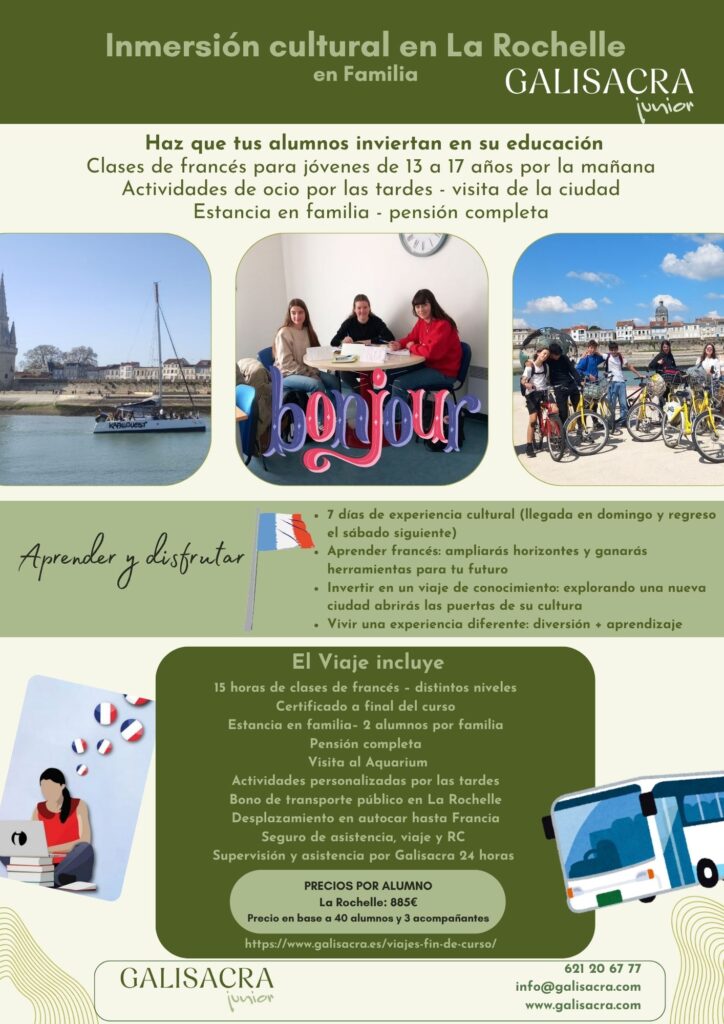 Viajes fin de curso Inmersión lingüística La Rochelle Galisacra